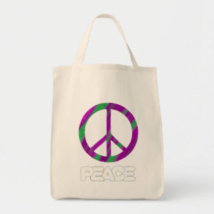 Bolsa Tote Sinal de paz roxo e verde, sacolas