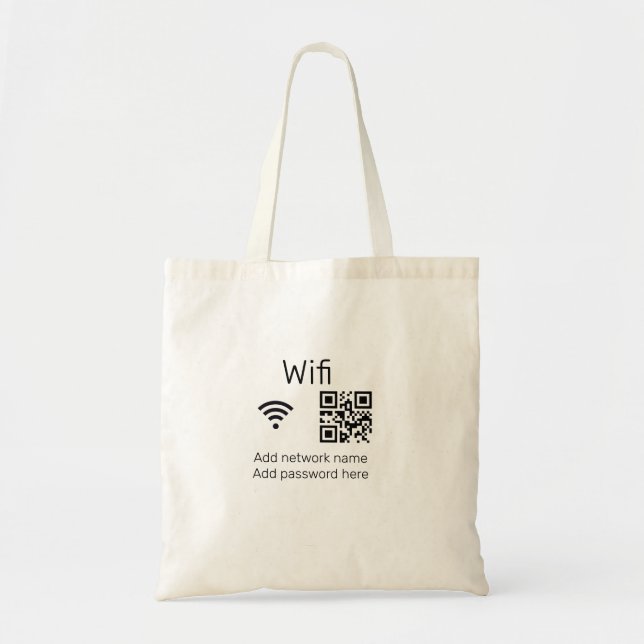 Bolsa Tote Sinal de senha Wifi adicionar código Q R aqui deta (Frente)