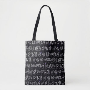 Bolsa Tote Sinal de Sinal Zodíaco Saco (Preto)