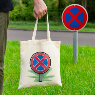 Bolsa Tote Sinal de Trânsito Vermelho Azul Proibido Estaciona