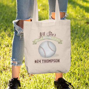 Bolsa Tote Sinal de Vintagem de Baseball em Estrelo Branco