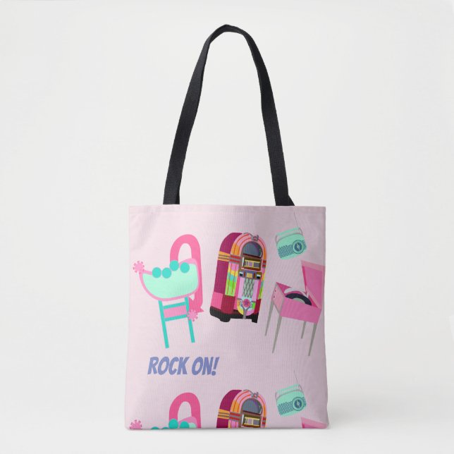 Bolsa Tote Sinal Retro dos Anos Cinquenta Projeto de Tocador  (Frente)