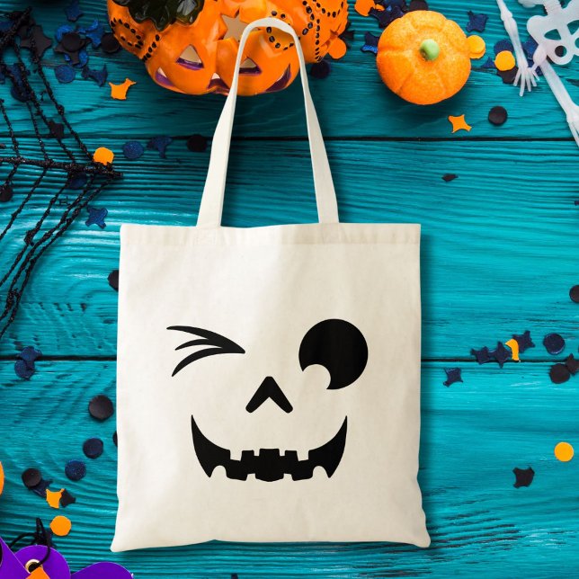 Bolsa Tote Sinal Sinal Abóbora de Halloween Cara de Jack O La (Criador carregado)