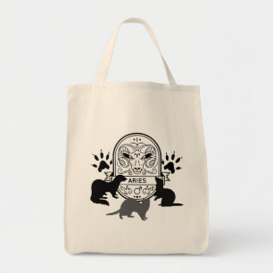 Bolsa Tote Sinal Zodíaco e Pets Correspondentes. Aries.Ferret
