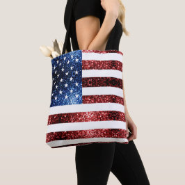 Bolsa Tote Sinalizador americano vermelho e azul brilha