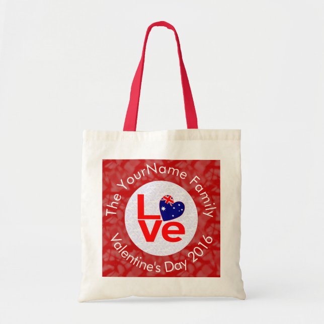 Bolsa Tote Sinalizador australiano Red Letters LOVE Flag Pers (Frente)