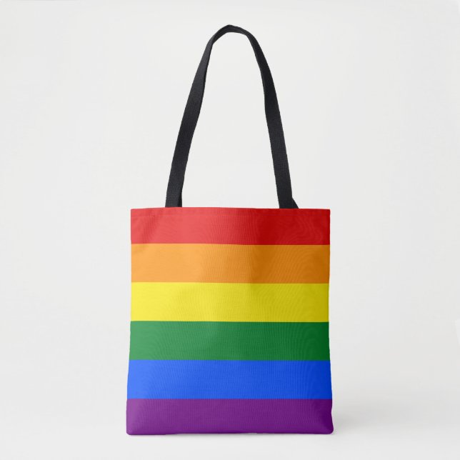 Bolsa Tote Sinalizador Clássico LGBTQ Orgulho gay Rainbow (Frente)
