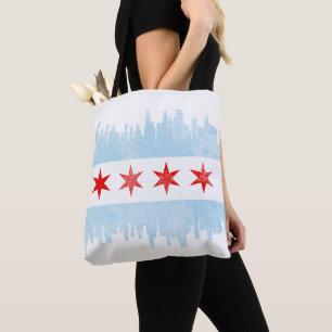 Bolsa Tote Sinalizador da linha do horizonte de Chicago com d