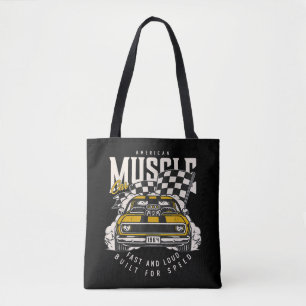 Bolsa Tote Sinalizador de Corrida Muscular Americana Vintage