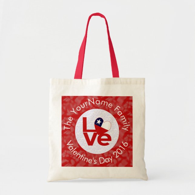 Bolsa Tote Sinalizador de LOVE Vermelho do Chile Personalizad (Frente)