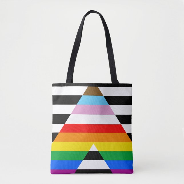 Bolsa Tote Sinalizador de Orgulho Ally do Progresso LGBTQ (Frente)