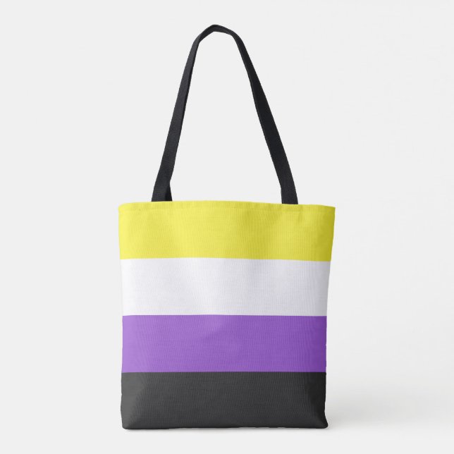Bolsa Tote Sinalizador de Orgulho Não Binário LGBTQ (Verso)