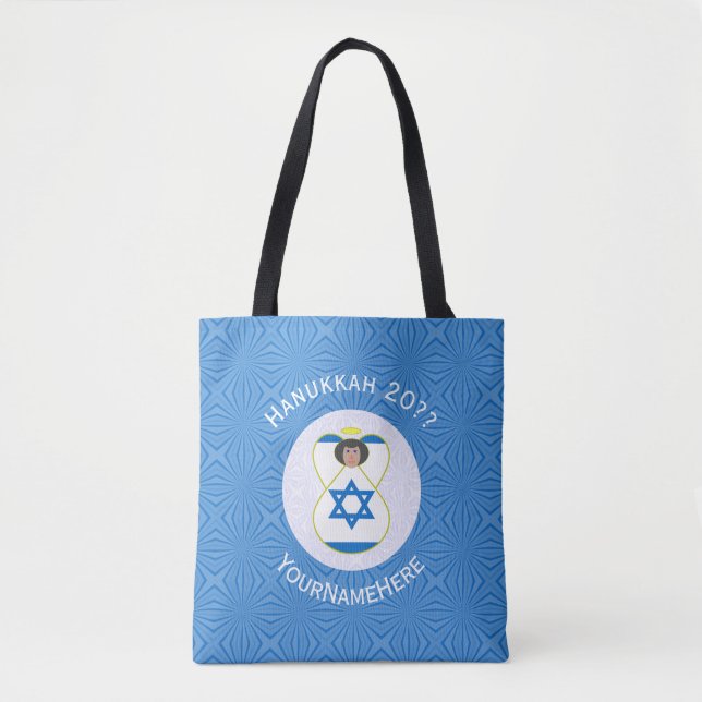Bolsa Tote Sinalizador Israelita Anjo Hanukkah Personalizado (Frente)