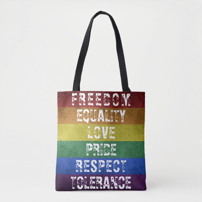 Bolsa Tote Sinalizador LGBT Orgulho Moderno do Arco-Íris (Frente)