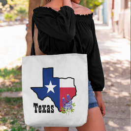 Bolsa Tote Sinalizador Texas e Bluebonnet Flor com nome perso