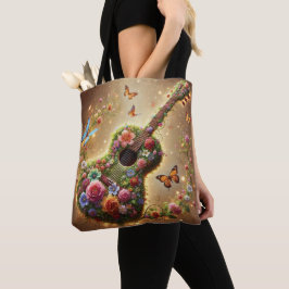 Bolsa Tote Sinfonia Floral - Design de guitarra encantadora