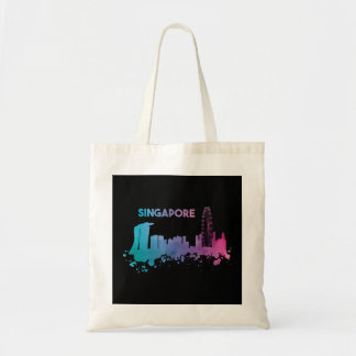 Bolsa Tote Singapura Skyline Watercolor Ásia Souvenir P