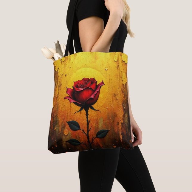 Bolsa Tote Single Red Rose (Close Up)