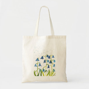 Bolsa Tote Sininhos azuis flores natureza aquarela