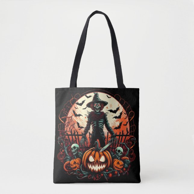Bolsa Tote Sinistro Espantalho Jack O Lanterna Halloween Assu (Frente)