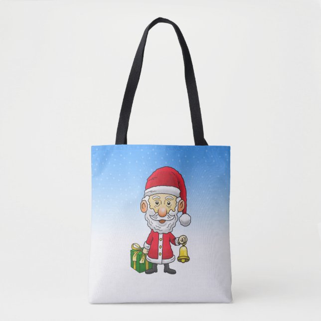 Bolsa Tote Sinos de Natal com Papai Noel (Frente)