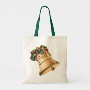 Bolsa Tote Sinos Dourados de Natal Antigo, Saudações de Fim d