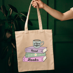 Bolsa Tote Sip Coffee Ler Livros Engraçados Cadernos do Livro