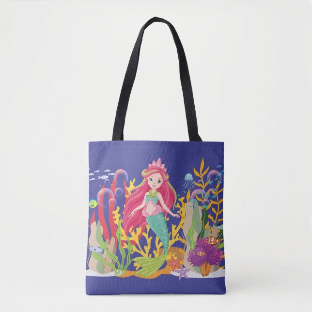 Bolsa Tote Siren Oceano: Cabelo Vermelho Longo (Frente)