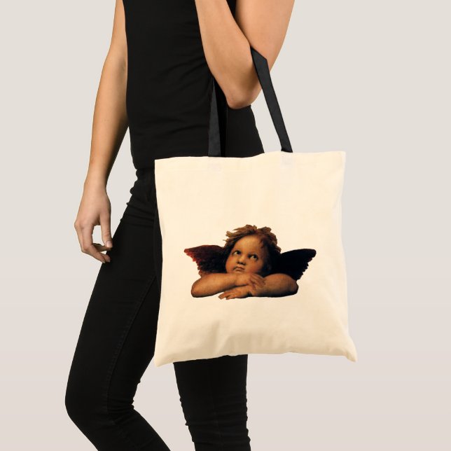 Bolsa Tote Sistine Madonna, detalhes de Angels por Raphael Sa (Frente (produto))