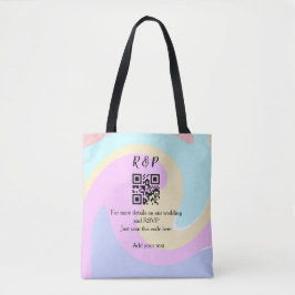 Bolsa Tote site de casamento rsvp q r código adicionar nome t
