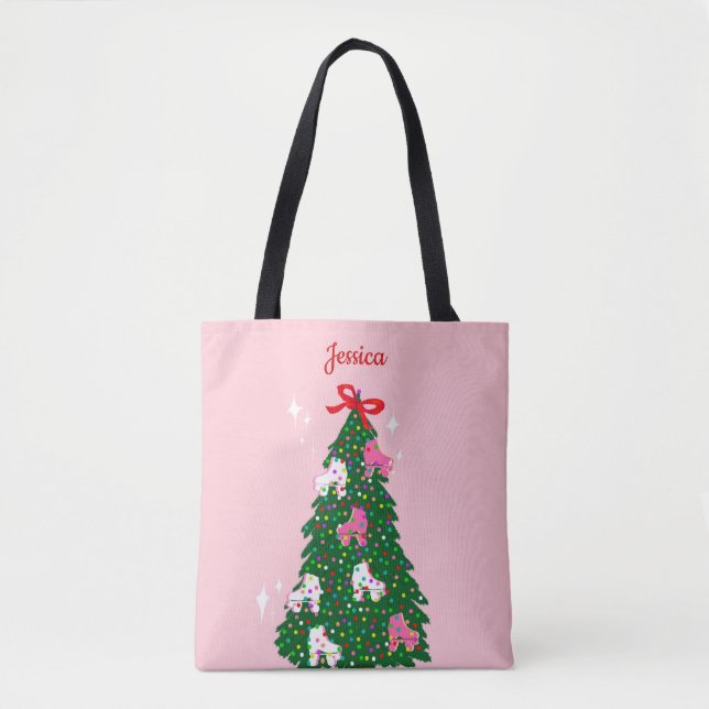 Bolsa Tote Skate de Natal com Cilindro de Natal Feriado, Pati (Frente)