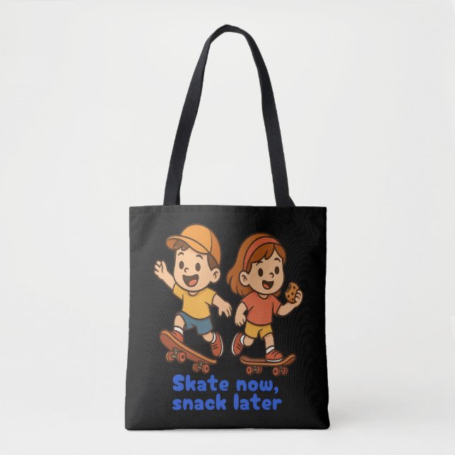 Bolsa Tote Skate Now, Snack Later – Fun Skater Design (Frente)
