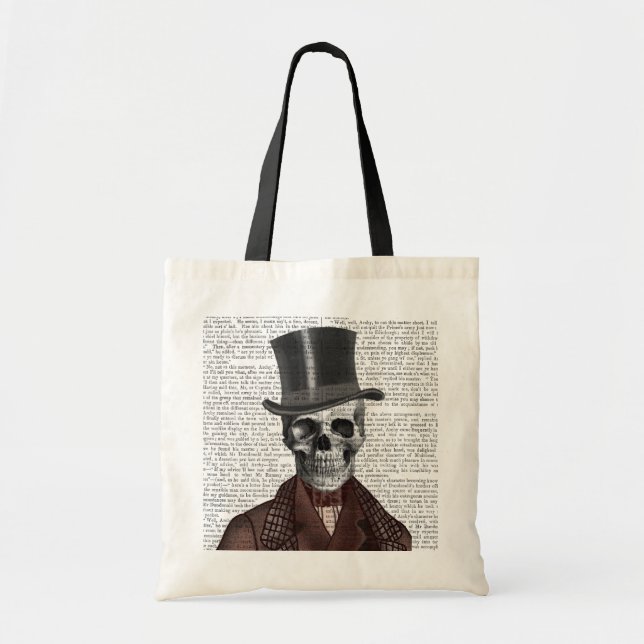 Bolsa Tote Skeleton Gentleman e Chapéu Superior (Frente)