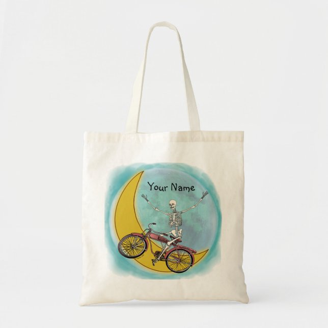 Bolsa Tote Skeleton Riding Bike (Frente)