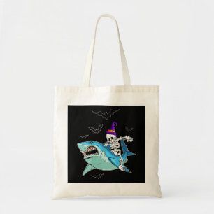 Bolsa Tote Skeleton Riding Shark Engraçado - Presente de Hal