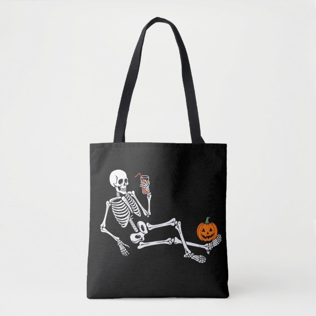 Bolsa Tote Skeleton Spookeen Sippin Pumpkin Spice (Frente)