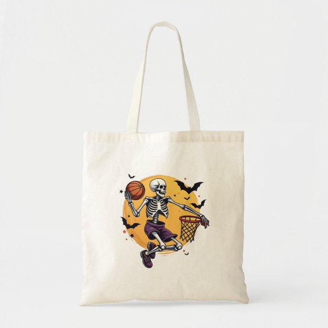 Bolsa Tote Skeleton Spooky Dunking Basball Hallo (Frente)