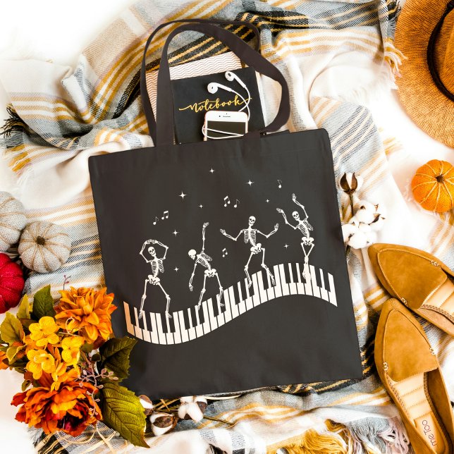 Bolsa Tote Skeletons Dançantes Professor de Música em Teclado (Criador carregado)