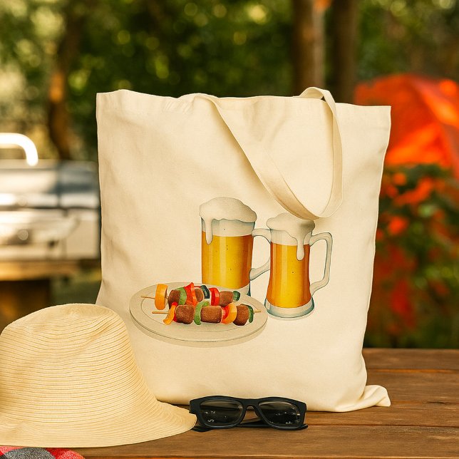 Bolsa Tote Skewers de churrasco e Cookout de Verão de Cerveja (Criador carregado)