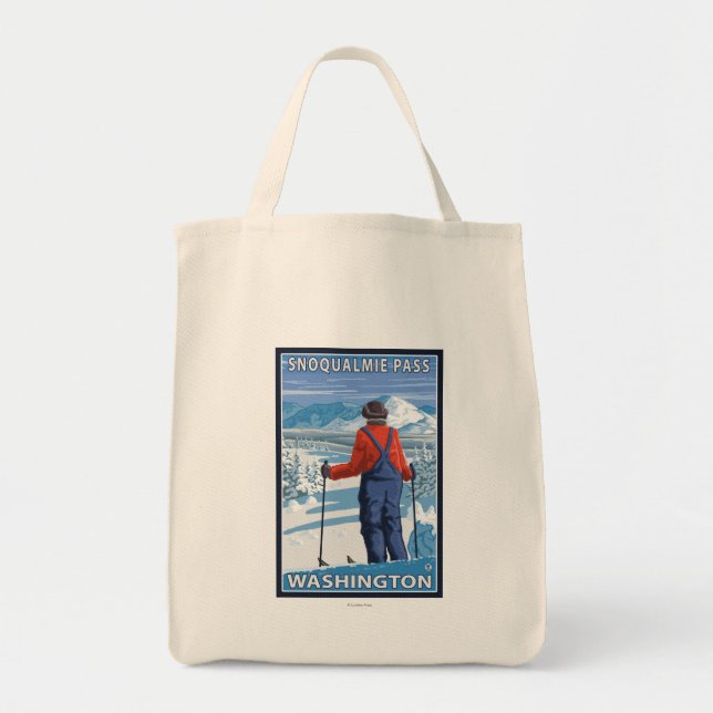 Bolsa Tote Skier Adminning - Snoqualmie Pass, Washington (Frente)