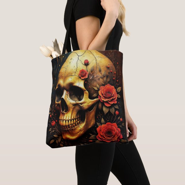 Bolsa Tote Skull and roses (Close Up)