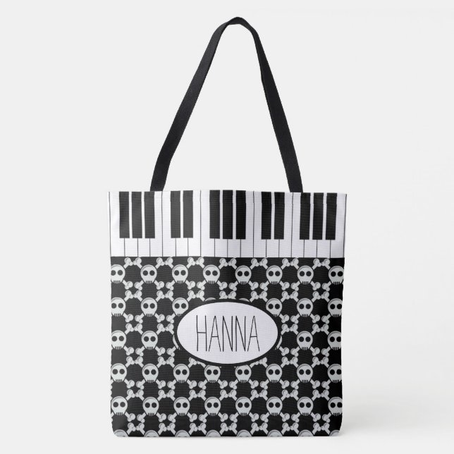 Bolsa Tote Skulls Crossbones e Chaves Piano (Frente)