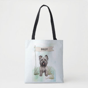 Bolsa Tote Skye Terrier Aquarela Cachorro Personalizado