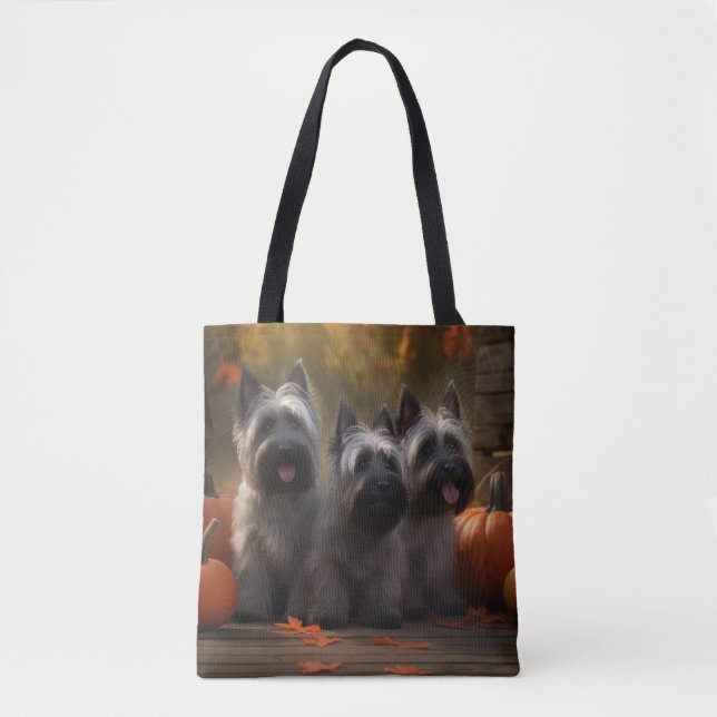 Bolsa Tote Skye Terrier Puppy Autumn Delight Pumpkin (Frente)