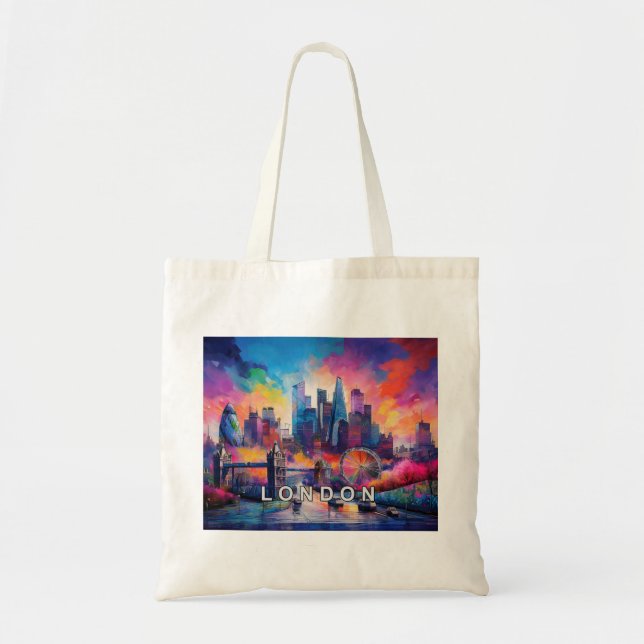 Bolsa Tote Skyline Abstrato Art de Londres (Frente)