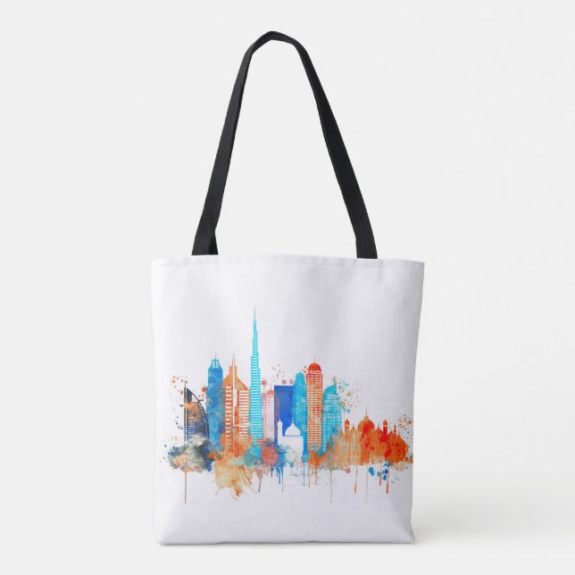 Bolsa Tote Skyline da aguarela de Dubai (Verso)