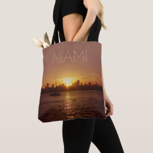 Bolsa Tote Skyline do Miami Sunset (sem texto personalizável