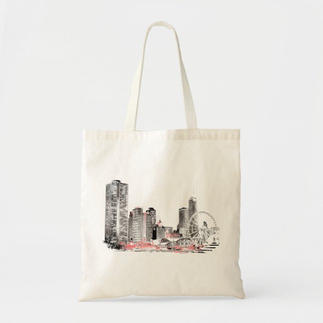 Bolsa Tote Skyline Modern Chicago (Frente)