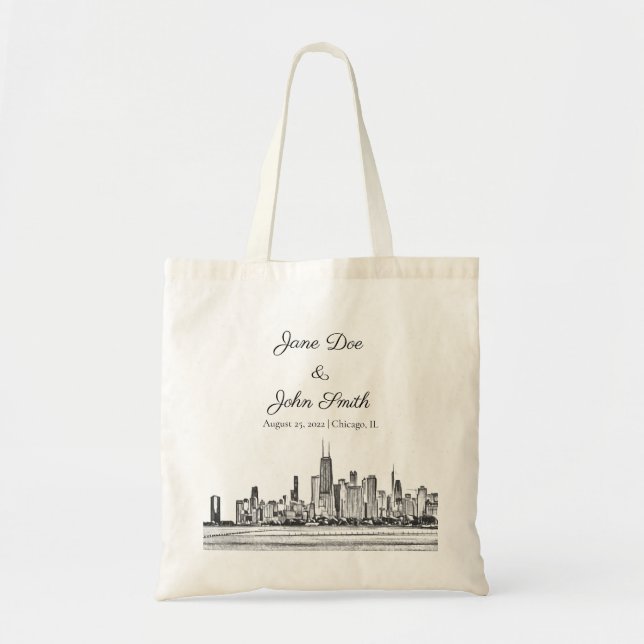 Bolsa Tote Skyline Personalizado em Chicago (Frente)