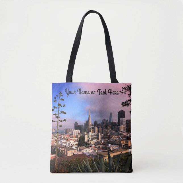Bolsa Tote Skyline São Francisco nº 12 em toda a Impressão To (Frente)